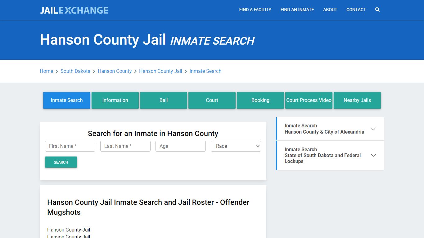 Hanson County Jail, SD Inmate Search: Roster & Mugshots