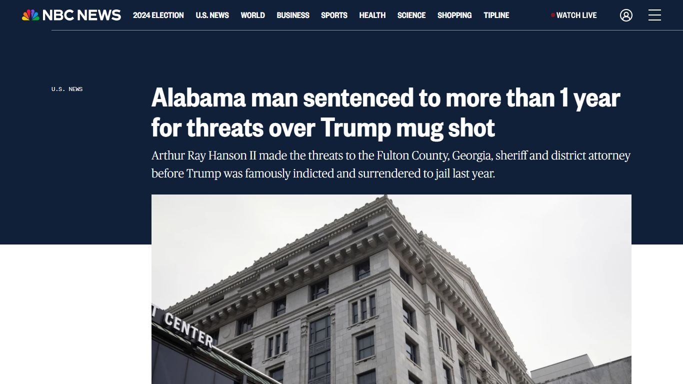 Alabama man sentenced to more than 1 year for threats over Trump mug shot